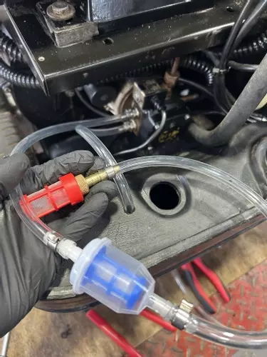 New fuel line and inline fuel filter fitted to Edge Panther pressure washer during service and repair.